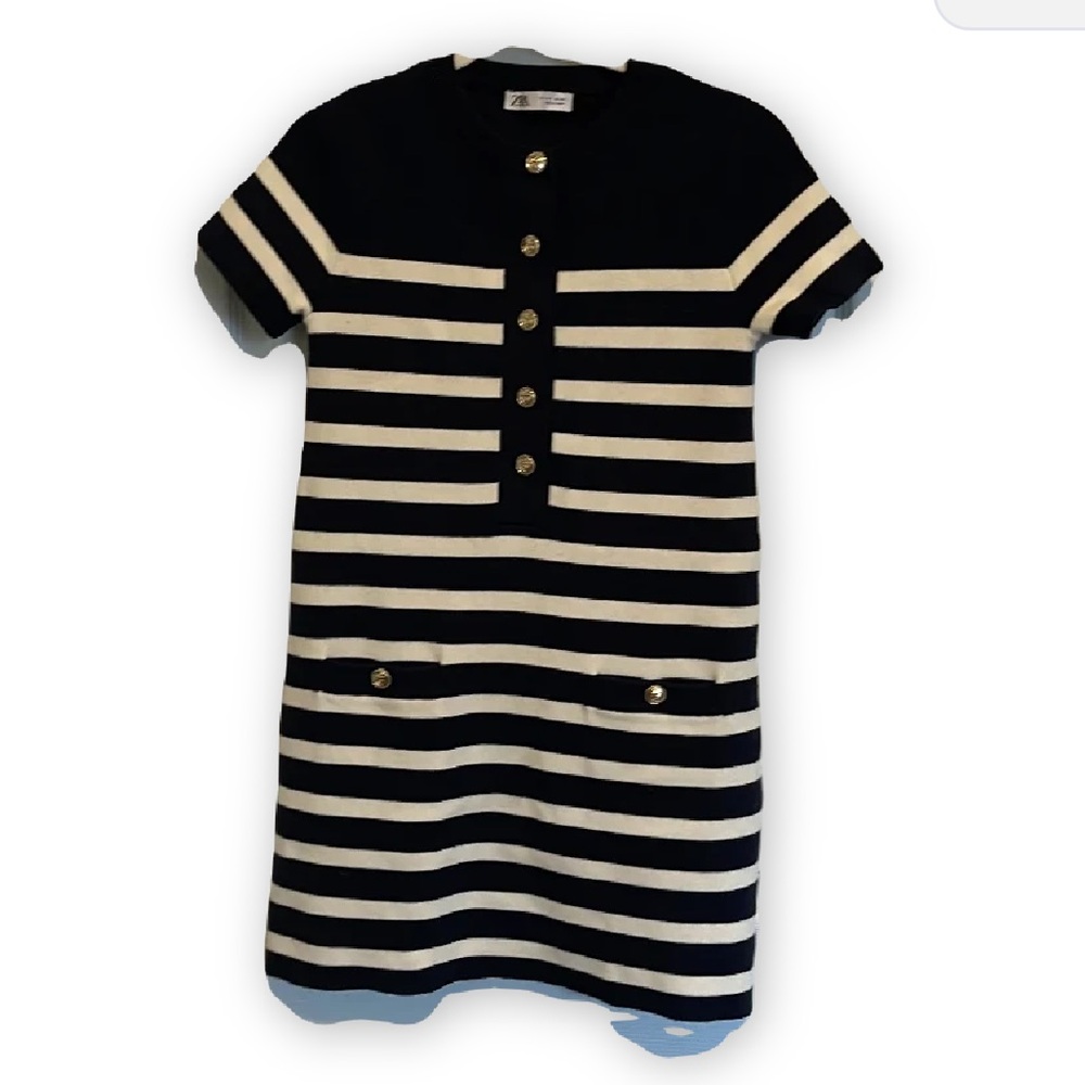 Zara Black and White Sheath Dress Casual